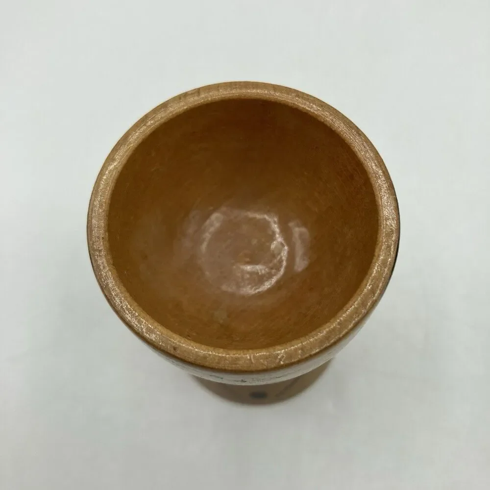 2 Vintage Wooden Japan Hand Painted Egg Cups His & Hers Mr & Mrs Folk Art Style